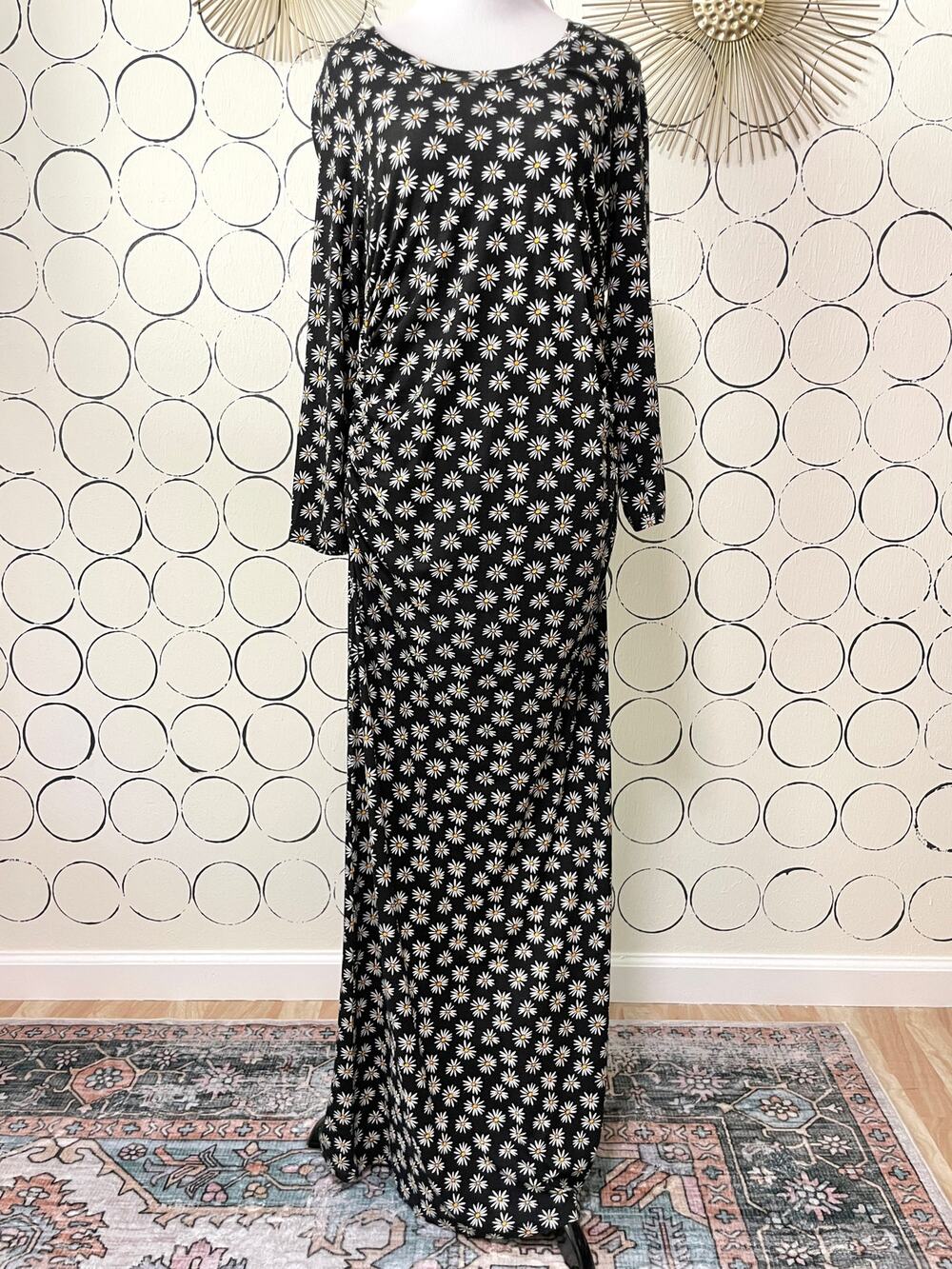 Ava Sky Hawaii Womens Maternity Long Sleeve Maxi Dress S Black Daisy Floral